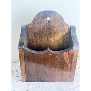 Vintage Rustic Primitive Wooden Wall Pocket Letter Candle Napkin Wall Mount